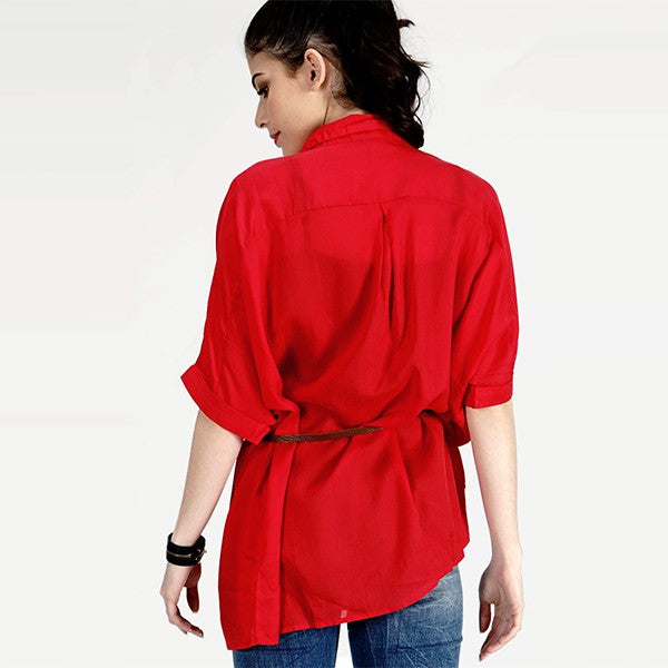 Load image into Gallery viewer, Kemeja Lengan Panjang Vivian Red Shirt
