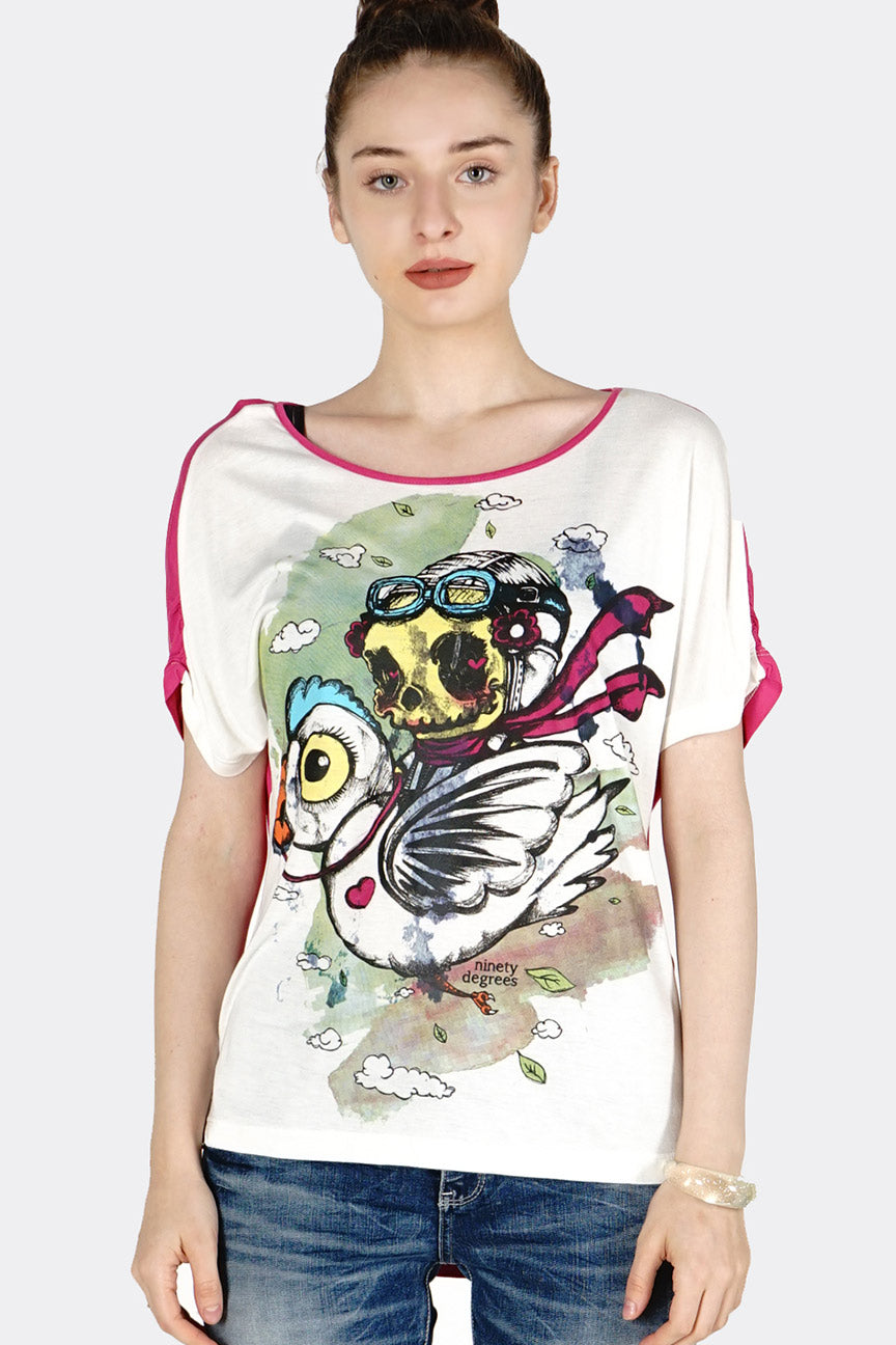 Load image into Gallery viewer, T-Shirt Lengan Pendek Berry Cream Offwhite Pink
