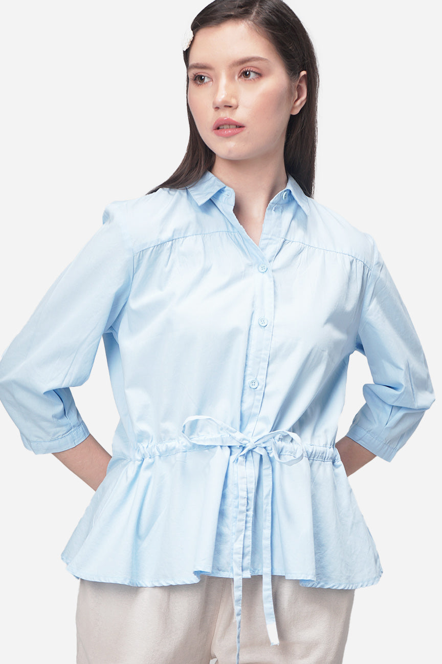 Kemeja Lengan Panjang Lauren Light Blue