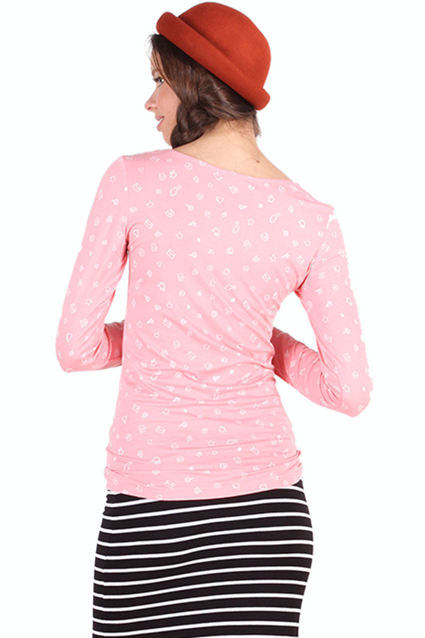 Load image into Gallery viewer, T-Shirt Lengan Panjang Virtual Kanee Pink Offwhite
