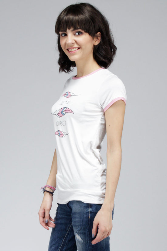 T-Shirt Lengan Pendek Just Be Offwhite Pink