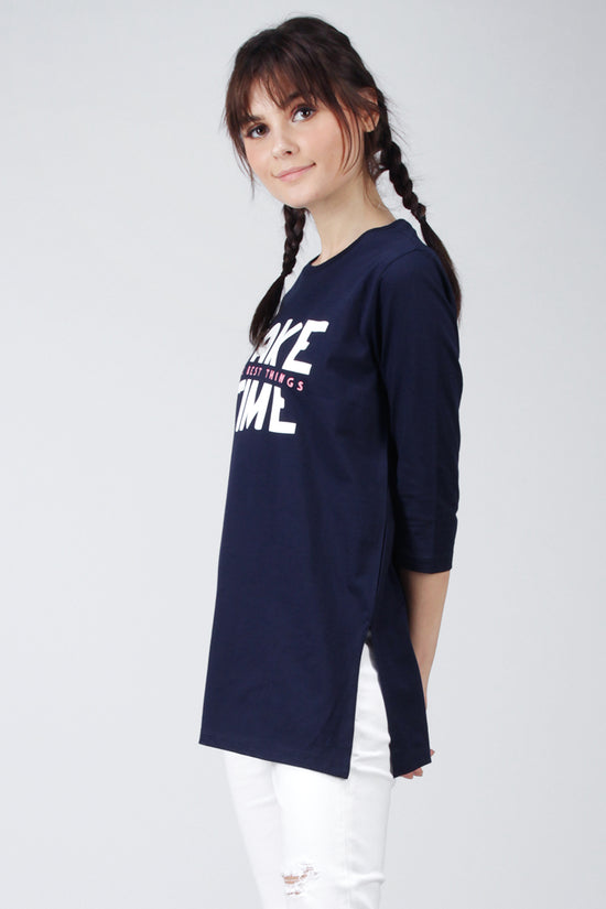 T-Shirt Lengan Panjang Catcha Navy