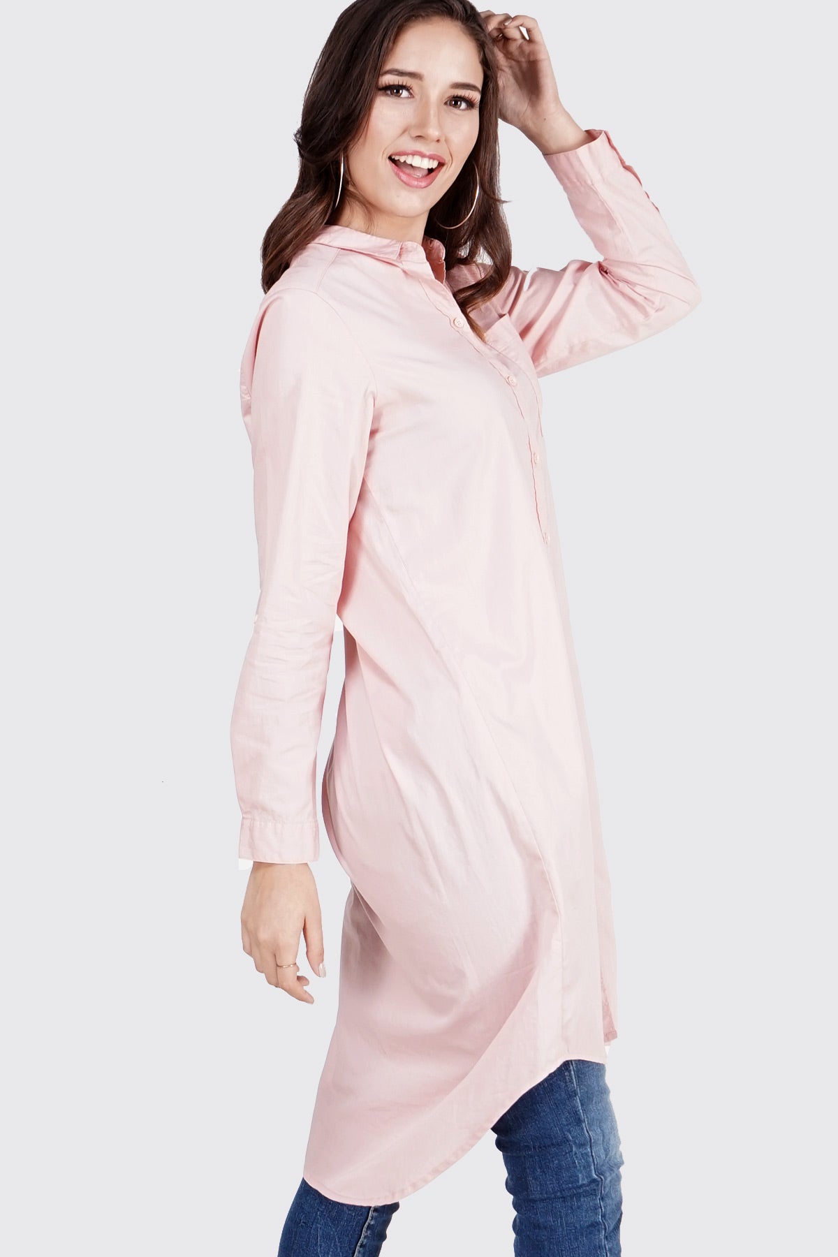 Dress Lengan Panjang Stea Pink Tunik