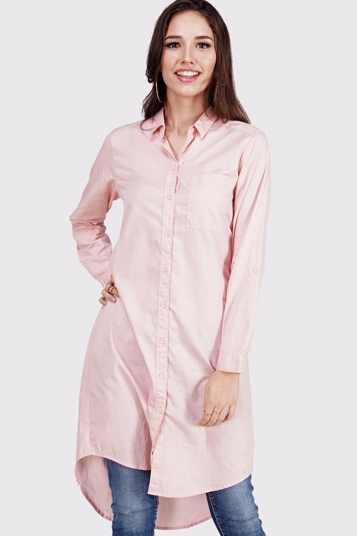 Dress Lengan Panjang Stea Pink Tunik